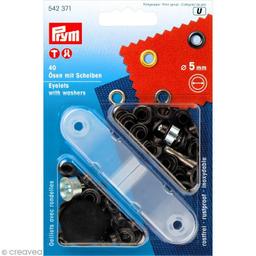 Kit oeillet Prym - Oeillets marron foncé 5 mm - 40 pcs