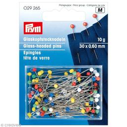 Épingle tête de verre multicolore n°9 - 30 x 0,6 mm - 10 g