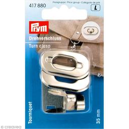 Fermoir tourniquet ovale pour sac - métal argenté 35 mm - 1 pce