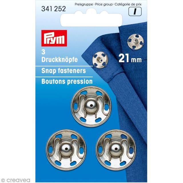 Bouton pression Prym à coudre - 21 mm argenté - 3 pcs