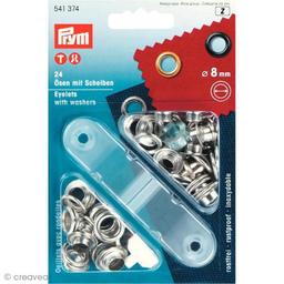 Kit oeillet Prym - Oeillets chromées 8 mm - 24 pcs