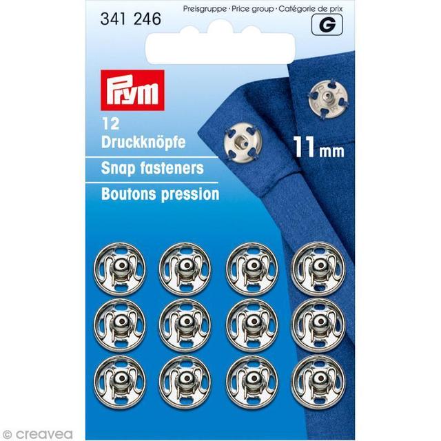 Bouton pression Prym à coudre - 11 mm argenté - 12 pcs