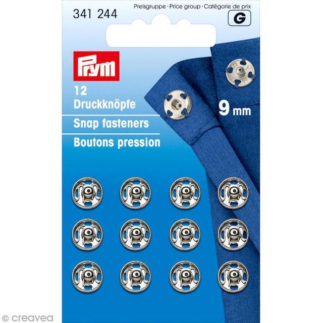 Bouton pression Prym à coudre - 9 mm argenté - 12 pcs