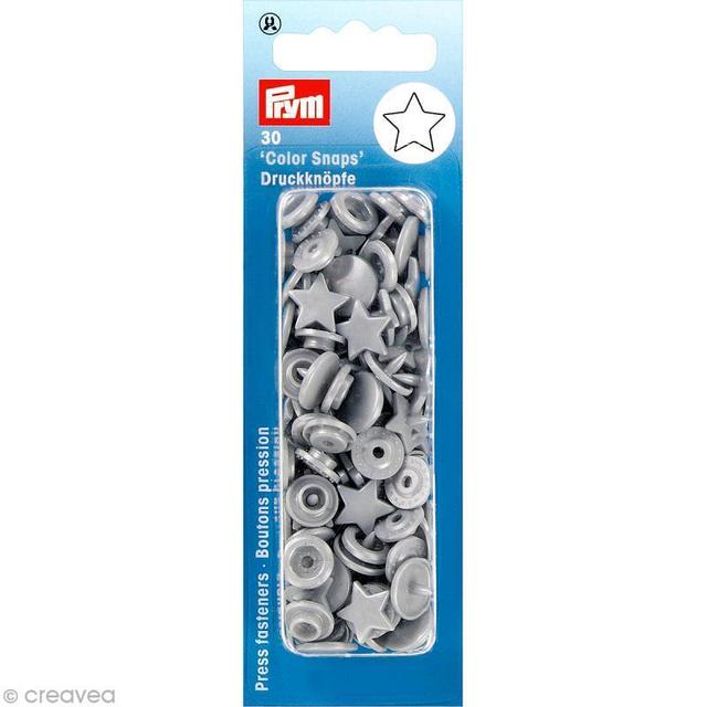 Bouton pression 12 mm - Étoile Gris argenté - 30 pcs