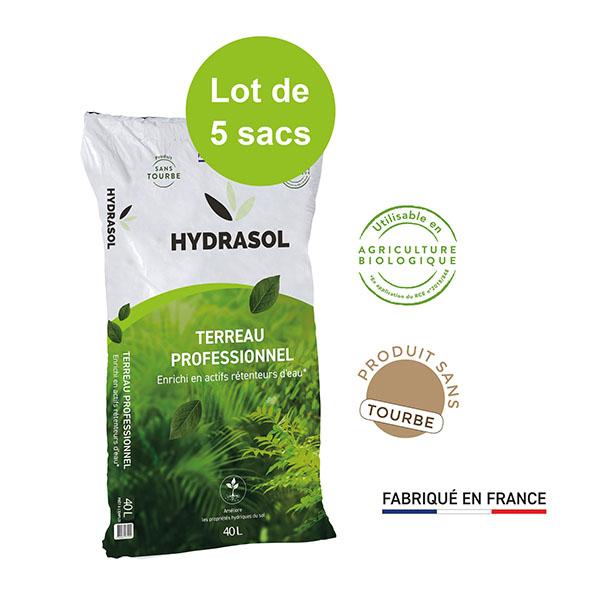 Terreau Hydrasol pour toutes plantations - Lot de 5 sacs de 40 L