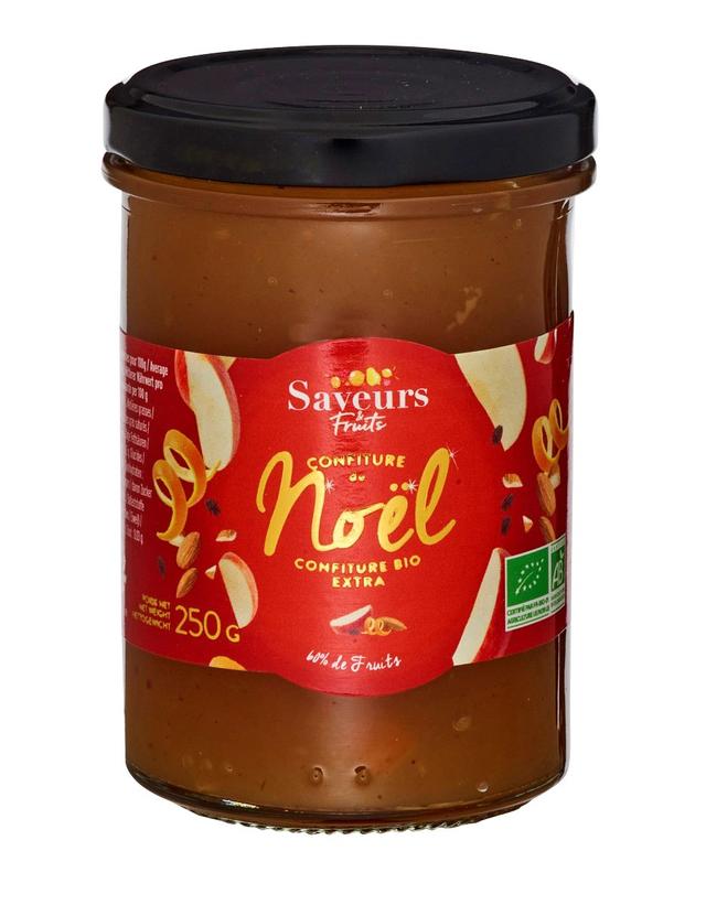 Confiture de Noël, pomme, fruits secs et cannelle 250g