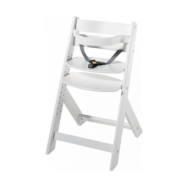 Chaise haute hêtre massif blanc Domino