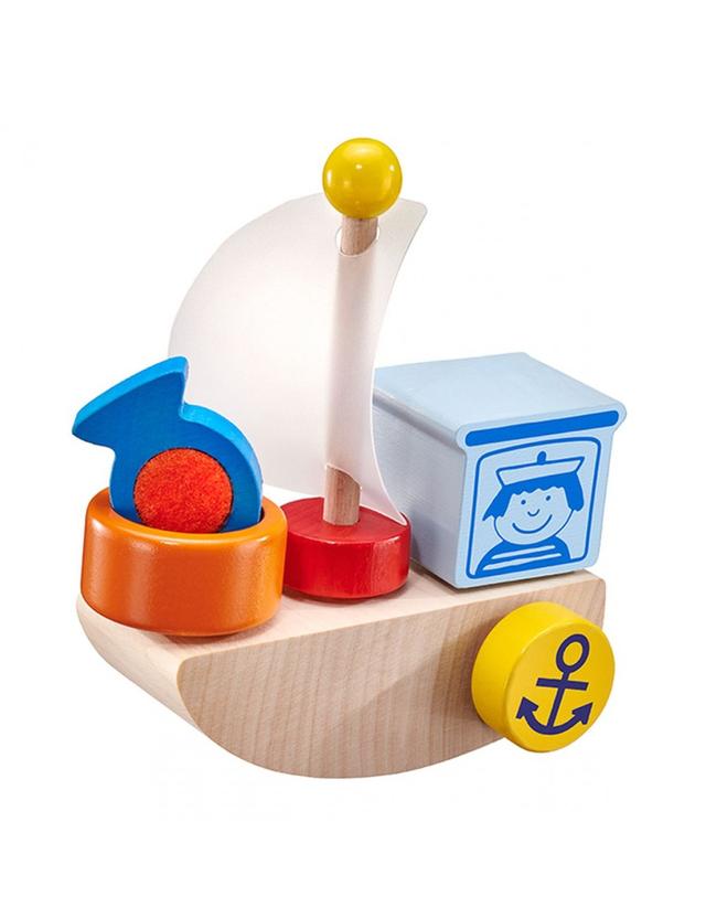 Jeu en bois, Véhicule modulable à bande velcro Le Bateau