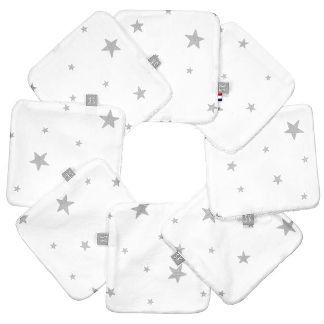 Lingettes bébé lavables en 100% coton 8 pièces, STELLA