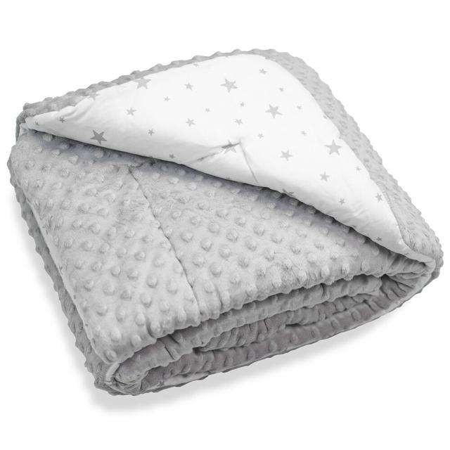 Grande couverture enfant- plaid en minky- Stella - gris- 150