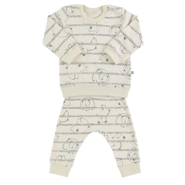 Ensemble bébé 2 pièces en coton bio Teddy Écru 9-12M 74CM