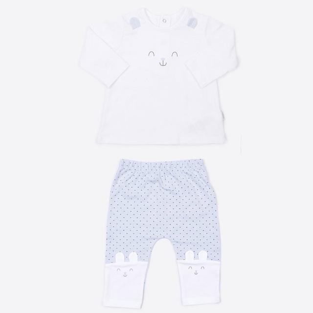 Pyjama bébé 2 pièces en coton bio LAPIN Bleu 9-12M 74CM