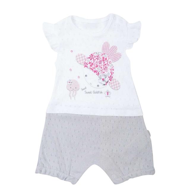 Combishort bébé en coton jacquard bio, Doris