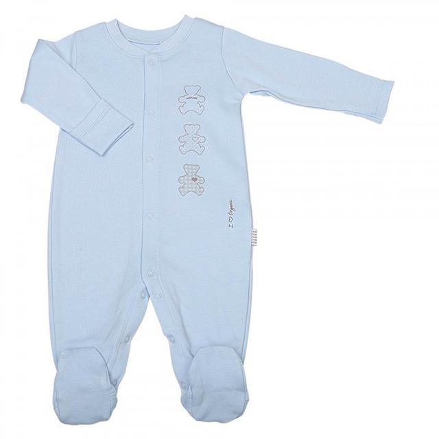 Pyjama bébé en coton bio BASIC Bleu Naissance 50cm