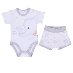 Ensemble bébé body et shorty en coton bio Éléphant Blanc