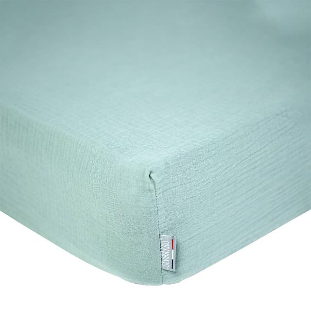 Drap housse uni en gaze de coton Vert