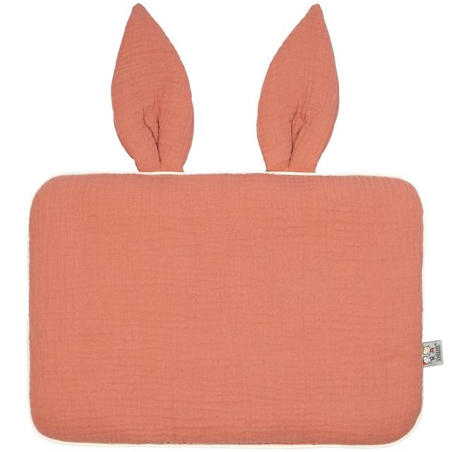 Oreiller plat lapin en gaze de coton Jeanne Terracotta