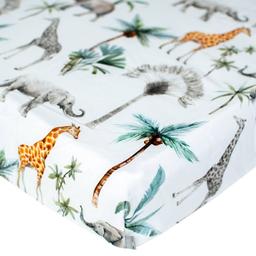 Drap-housse en satin de coton Safari Multicolore