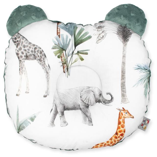 Coussin anti tête plate réversible en minky Safari Vert