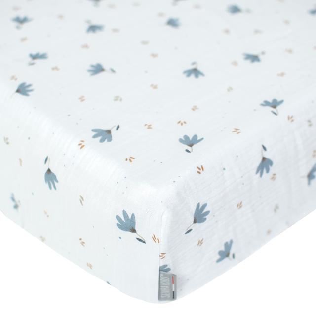 Drap-housse en gaze de coton Bleuet Multicolore