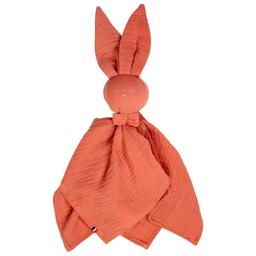 Doudou Lapin  en gaze de coton Jeanne Terracotta