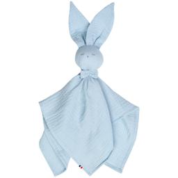 Doudou Lapin  en gaze de coton Jeanne Bleu