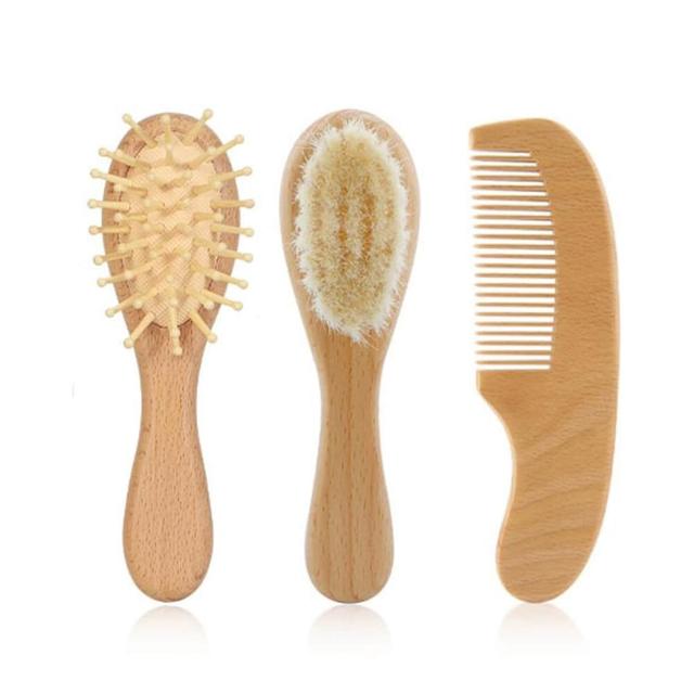 Set brosses et peigne en bois naturel pour bébé