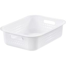 Corbeille de rangement 6 litres en plastique recyclé - Blanc