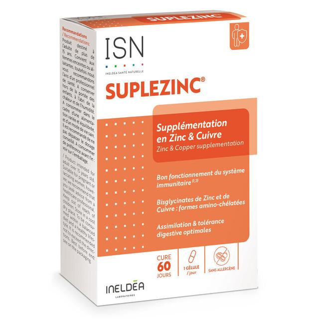 Suplezinc Supplémentation en Zinc 60 gélules