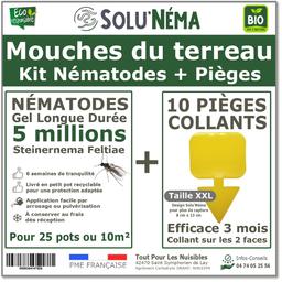 Kit nématodes 5 millions+10 pièges collants XXL-Mouches terreau