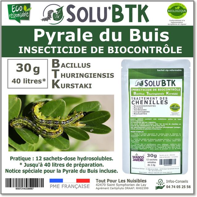 SoluBTK -Pyrale du buis 30gr Bacillus thuringiensis Kurstaki