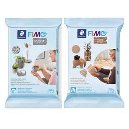 2 pâtes polymères Fimo Air Effect 350 g Granit + Bois