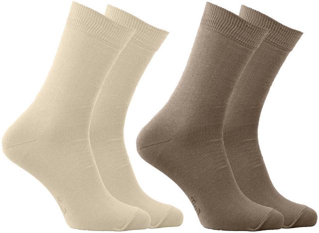 2 paires de chaussettes fines 98% coton bio crème/marron T35-38