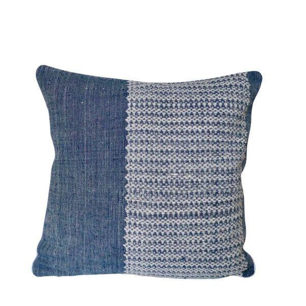 Coussin tissé en coton bleu 40x40