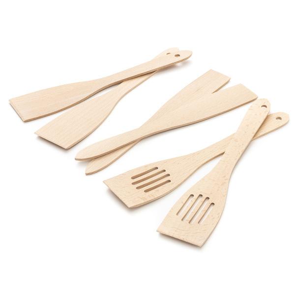 Ensemble de 6 spatules en bois pour cuisine - 30 cm