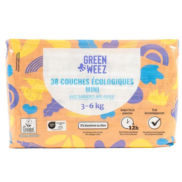 Couches écologiques T2 Mini 3-6kg anti-fuites x38