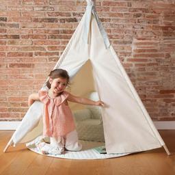 Tipi enfant beige STARS vert