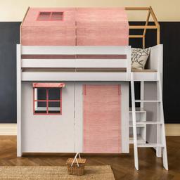 Lit mezzanine cabane KASVA textiles Bobble pink