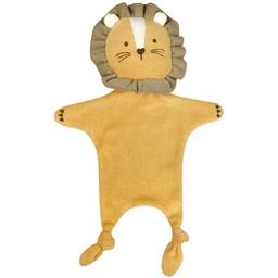 Doudou plat éponge de coton bio Lion Léo 35cm Albetta