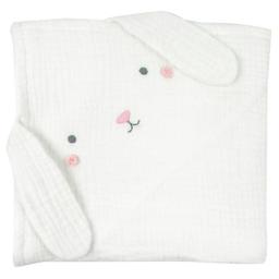 Lange Doudou en mousseline de coton bio Lapin Albetta