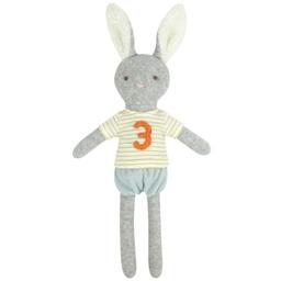 Lapin Peluche éponge de coton bio 3ème anniversaire 44cm Albetta