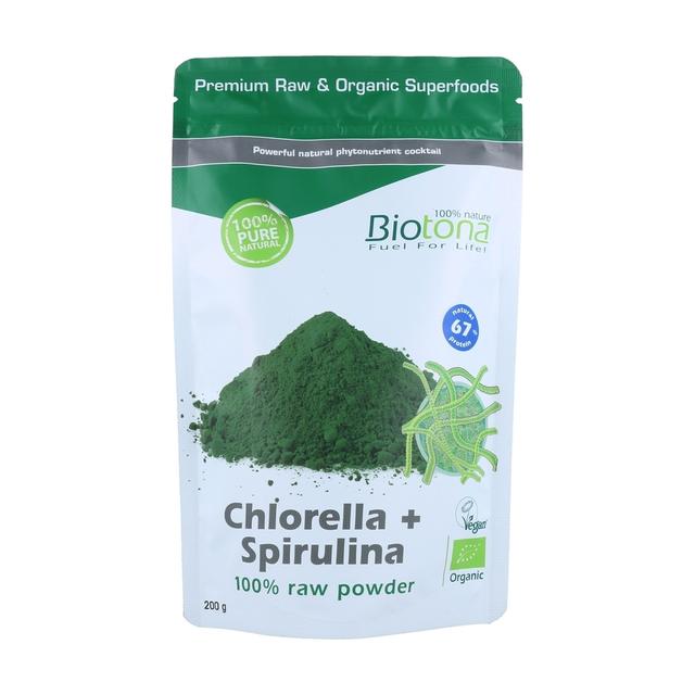 Chlorella et spiruline crues en poudre Bio 200 g