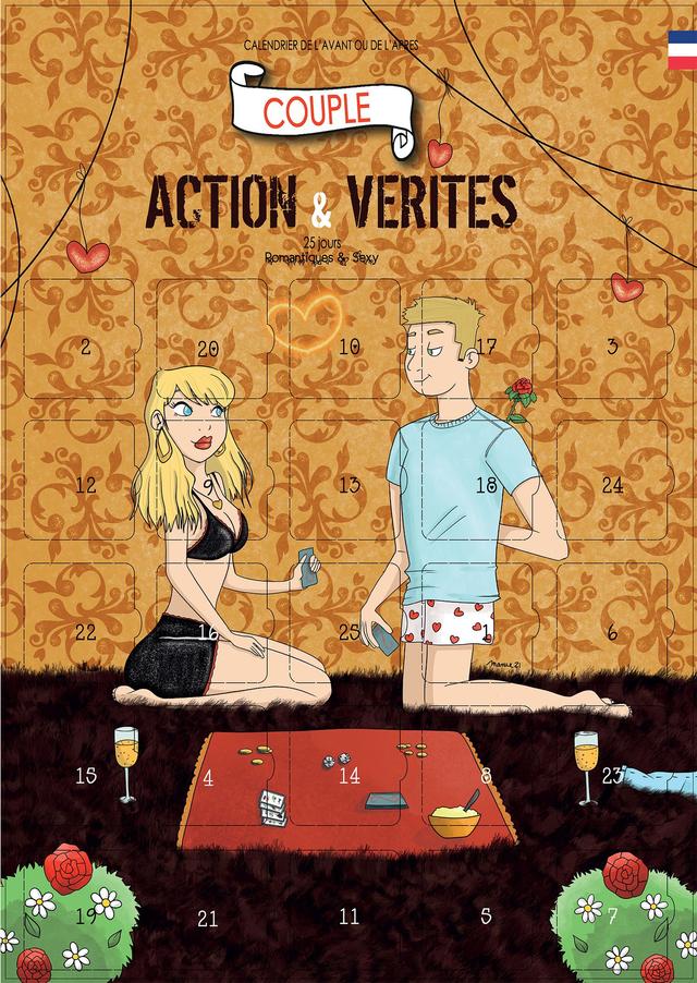 Calendrier couple 25 actions et verités carte sexy A3