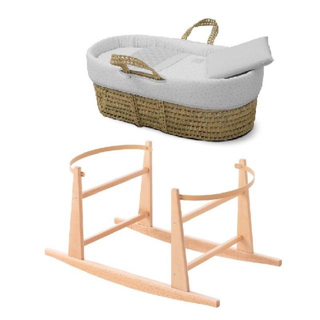 Couffin bébé Matelassé et Support en Bois Naturel Fresco Gris