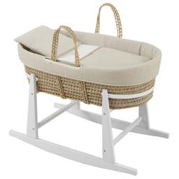 Couffin bébé Moïse et Support en Bois Blanc - Lino Rose