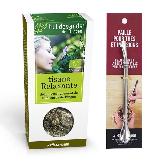 Tisane bio relaxante + paille inox avec filtre