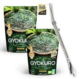 Thé vert Gyokuro 100 g + paille inox avec filtre