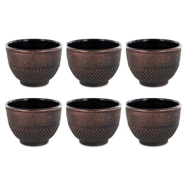 6 tasses en fonte de Chine noir & bronze 15 cl