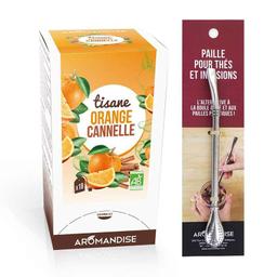 Tisane orange et cannelle bio 20 sachets + paille inox avec