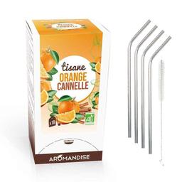 Tisane orange et cannelle bio 20 sachets + 4 pailles inox